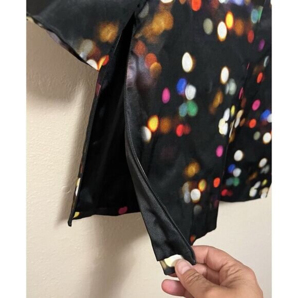 Milly City Lights Black Blouse Top Short Sleeve Shirt Zips Abstract Dot Womens 2 - Picture 5 of 13